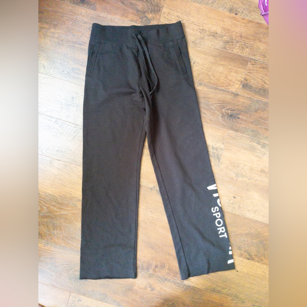 Victoria’s Secret Sport Boyfriend Relaxed Sweat pant Logo Comfy Black SZ S